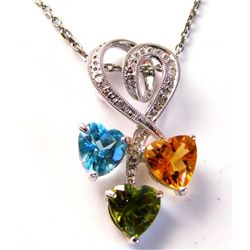 Multi Color Design Diamond Pendant:1.75Ct 14K W/G