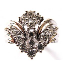 Cocktail Diamond Ring .64Ct 18k White Gold