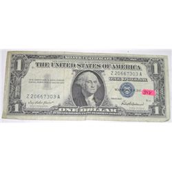 1957 SERIES $1 SILVER CERTIFICATE SERIAL # Z20667303A *NICE EARLY NOTE*!! BILL CAME OUT OF SAFE BOX!
