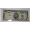 Image 1 : 1953 SERIES A $5 SILVER CERTIFICATE SERIAL # E12767311A *RARE VERY FINE GRADE EARLY NOTE*!!