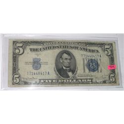 1934 SERIES D $5 SILVER CERTIFICATE SERIAL # T71448417A *RARE FINE GRADE EARLY NOTE