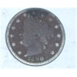 1890 LIBERTY HEAD "V" NICKEL RED BOOK VALUE IS $35.00+ *RARE KEY DATE FINE GRADE*!!