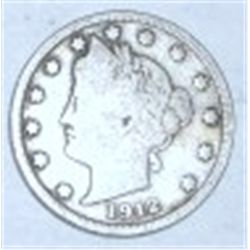 1912 LIBERTY HEAD "V" NICKEL RED BOOK VALUE IS $8.00+ *NICE EARLY NICKEL FINE GRADE*!!