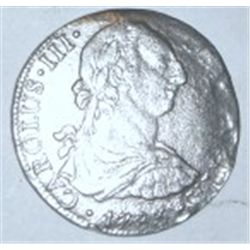 1783 MEXICO SILVER 8 REALES "EL CAZADOR SHIPWRECK IN 1784" ESTIMATED WORLD BOOK VALUE $950+!!