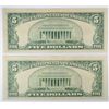 Image 2 : 2  1928F $5 RED SEAL  U S notes  AU  est $65-$70