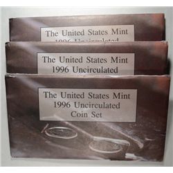 ( 3 ) 1996 UNITED STATES UNCIRCULATED MINT SETS IN NICE ORIGINAL PACKAGING