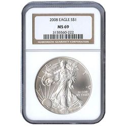 Certified Uncirculated Silver Eagle 2008 MS69