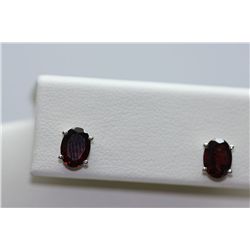 7.25 CTW GARNET EARINGS .925 STERLING SILVER