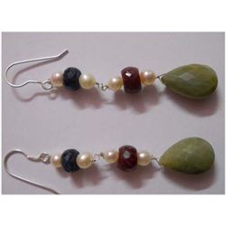 Natural 50.90 ctw Ruby/Sapphire/Semi Precious Earring .