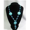 Image 1 : 800 CTW BLUE TURQUOISE AND BLACK PEARL NECKLACE; AUTHEN