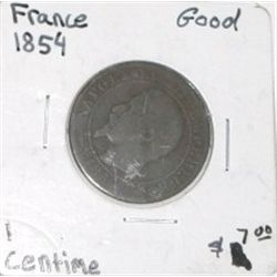 1854 FRANCE 1 CENTIME WORLD BOOK VALUE IS $7.00+ *RARE GOOD GRADE NICE EARLY FRENCH*!!