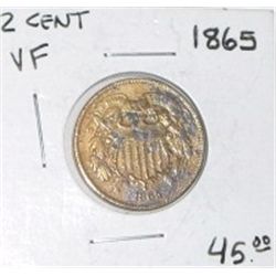 1865 2 CENT PIECE RED BOOK VALUE IS $45.00+ *RARE VERY FINE GRADE*!! COIN CAME OUT OF SAFE!!