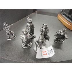 6 Hand Crafted Pewter Figures - Pewter by Michael Ricker