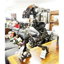 Recycled Metal Art Alien Figure - 32" H x 42 1/2" L