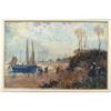 Image 1 : Hector Caffieri (1847-1932), Unloading the Catch at Evening, watercolour, signed lower left, bears f
