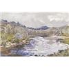 Image 1 : Lionel Dalhousie Robertson Edwards (1878-1966), River landscape with fishermen, watercolour and goua