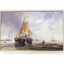 Alfred Herbert (c. 1820-1861), Low Tide at Scheveningen, watercolour, 41 x 66.5 cm, bears label vers