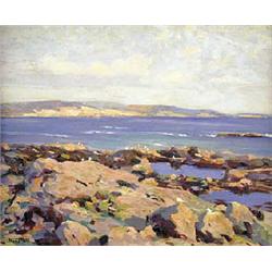 Fred Hall (1860-1948), Mounts Bay, Cornwall, oil on panel, signed lower left, 33 x 40.5 cm This pict