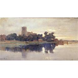 Arthur Johnson Ryle (1857-1915), View of Christchurch, oil on canvas, signed lower left, 51 x 92 cm.