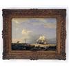Image 1 : Pieter Christian Dommersen (1834-1908), Shipping in a stiff breeze off shore, oil on panel, 28 x 38.