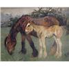 Image 1 : Evelyn Harke (late 19th/early 20th century), Mare and foal, oil on canvas, initialled lower right, 2
