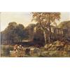 Image 1 : James Peel (1811-1906), River landscape with an abbey beyond, possibly Easby Abbey, oil on canvas, s