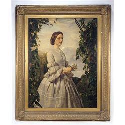 John Ewart Robertson (1820-1879), Portrait of Mrs Laurence *** standing three-quarter length, wearin
