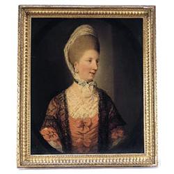 Manner of Francis Cotes (1726-1770), Portrait of a lady, half length, wearing a pink dress and a bla