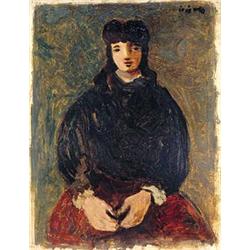 Sylvain de Vigny (1902-1970), Portrait of a young girl, oil on card, signed upper right, 64.5 x 59.5