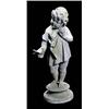 Image 1 : A late Victorian lead figure of a young girl, poised with a bird in one outstretched arm, the other.