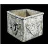Image 1 : A pair of lead jardinieres, the square sides moulded with winged cherub masks, with rope twist borde