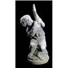 Image 1 : An early 20th century lead fountain, in the form of a boy seated on a rock, holding a duck with its.
