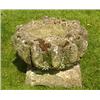 Image 1 : A sandstone birdbath of roughly hewn form, the lobed bowl on square base, 31 high x 44cm diameter (1