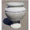 Image 1 : A grey marble urn of semi-lobed form, with everted rim and circular foot, 58 high x 45cm diameter (2