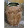 Image 1 : A terracotta baluster shaped storage jar, with green glazed interior and rim, 64 high x 43cm diamete