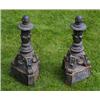 Image 1 : A pair of early 19th century cast iron firedogs, the stiff leaf moulded terminals supported on scrol