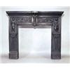 Image 1 : A late Victorian cast iron fire surround with a shelf above a central tablet, two neo-classical figu
