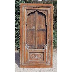 Two early 19th century Rhajistani hardwood door frames, both similarly carved with foliage and scrol