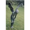 Image 1 : A pair of verdi gris patinated cast iron table supports in the form of winged crouching female nymph