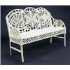 Image 1 : An early 20th century cast iron bench, the shaped back and down-swept arms pierced with geometric pa