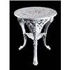 Image 1 : A late 19th century cast iron round two tier table, with three sabre legs surmounted by male masks,.