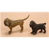 Image 1 : Two Austrian cold painted figures of dogs; one a black spaniel, 7cm high (possibly later painted), t