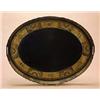 Image 1 : An early 19th century tole peint oval tray, the gallery pierced with handles, painted with bands of.