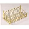 Image 1 : A brass rectangular book carrier of graduated form with finials, mesh sides and base, 22 high x 50.5
