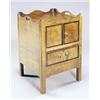 Image 1 : A George III oak tray top night commode, the top with pierced handles above two mahogany crossbanded