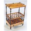 Image 1 : A Victorian burr walnut canterbury whatnot, with a gilt metal three quarter gallery above four turne