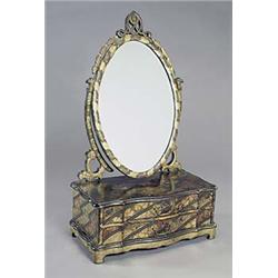 A late 19th century Chinese export lacquered dressing table mirror, decorated overall with diagonal.