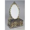 Image 1 : A late 19th century Chinese export lacquered dressing table mirror, decorated overall with diagonal.
