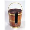 Image 1 : A George III mahogany and brass bound plate bucket with a hinged handle and a slit to the front, 44.