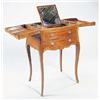Image 1 : A mahogany serpentine fronted enclosed washstand in 18th century style, the double hinged top enclos